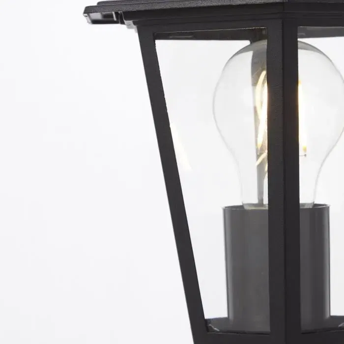 Brilliant Borne Extérieure CARLEEN en Métal et Verre Noir IP44 - Ampoule E27 Max 60W - Dimensions 36.3x16.5x19 cm
