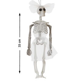 Figurine Squelette avec Tutu Blanc et Noeud pour Décoration Thématique, 33 cm, pour Halloween et Fêtes