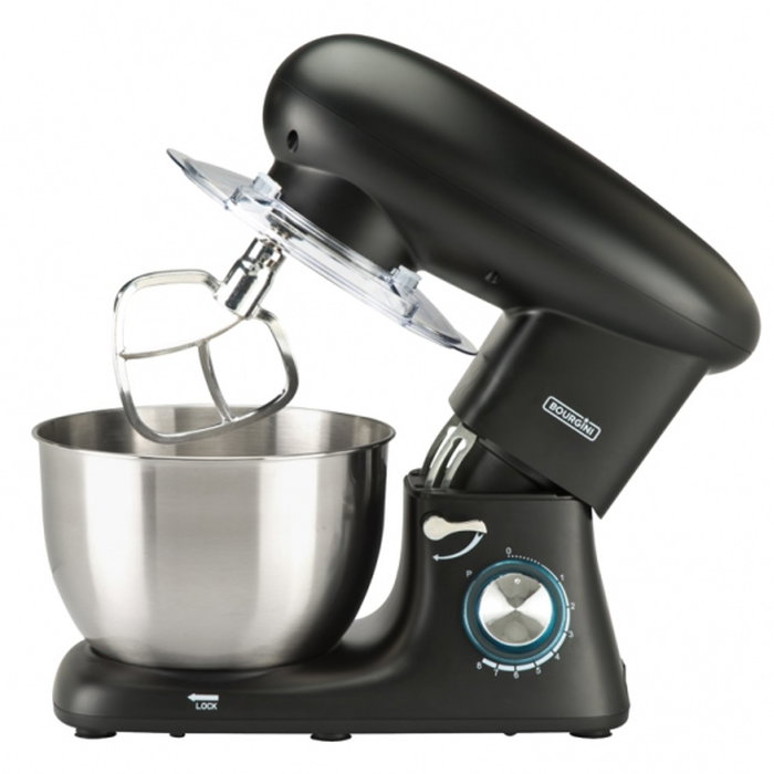 Bourgini Kitchen Chef Plus Batteur Mélangeur 1400W 5.5L Bol Inox 8 Vitesses Noir