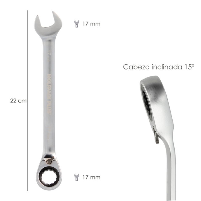 WOLFPACK LINEA PROFESIONAL Clé mixte fourche et à cliquet Maurer 17 mm WOLFPACK LINEA PROFESIONAL Clé mixte fourche et à cliquet Maurer 17 mm