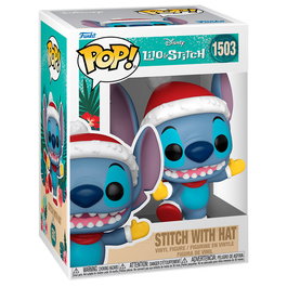 Funko POP Disney - Figure en Vinyl Stitch avec Bonnet de Père Noël - Figurine Collection 9 cm