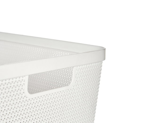 KIPIT Cesta multiuso rectangulaire médiane, lot de 18 unités, Beige, Blanc et Gris