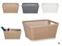 KIPIT Cesta multiuso rectangulaire médiane, lot de 18 unités, Beige, Blanc et Gris