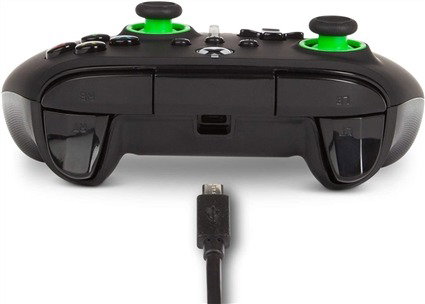 PowerA Manette Filaire Améliorée Xbox Series X/S - Green Hint - 1518818-02 - Avec Boutons Programmables, Double Vibration, Câble USB 3m - Officielle