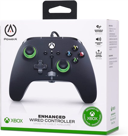 PowerA Manette Filaire Améliorée Xbox Series X/S - Green Hint - 1518818-02 - Avec Boutons Programmables, Double Vibration, Câble USB 3m - Officielle