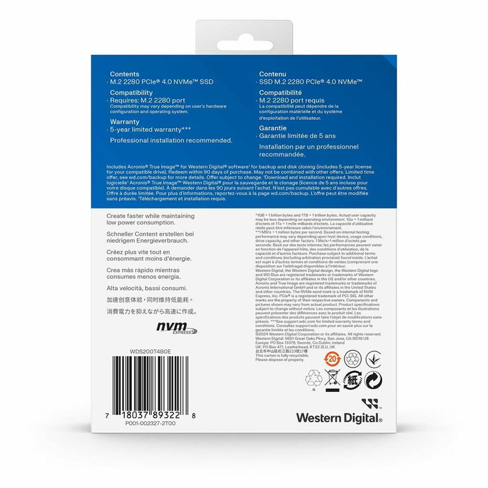 Western Digital WD Blue SN5000 NVMe SSD 2 To M.2