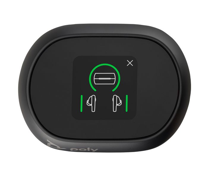 Poly Voyager Free 60+ UC Écouteurs Bluetooth avec ANC, Écran Tactile, Étui de Charge USB-C, Port 3.5mm - Noir Charbon