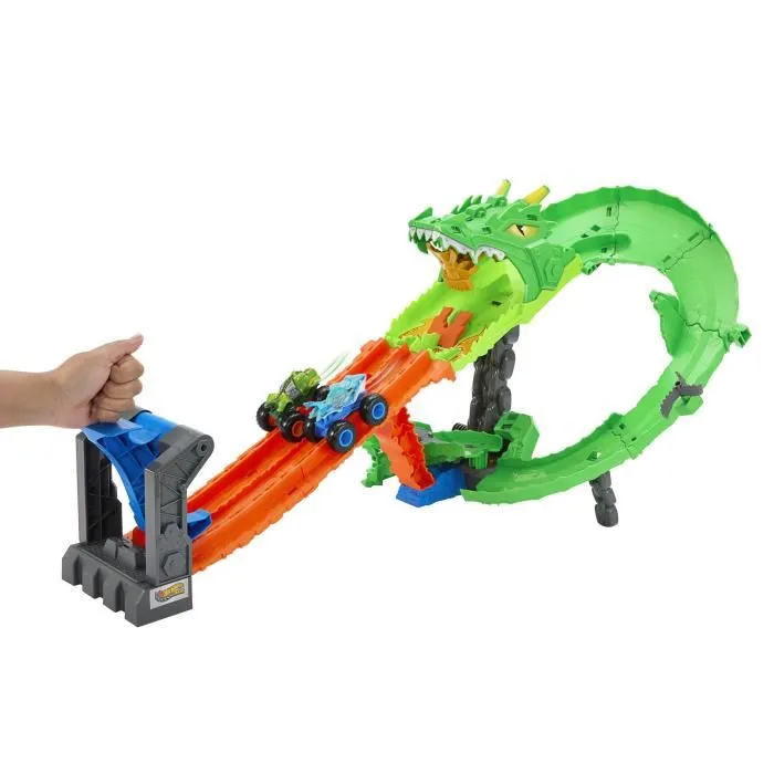 Hot Wheels Monster Trucks Coffret Piste Dragon Sharks vs. Dinos - JFR06 - Jeu de course pour enfants dès 3 ans