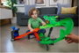 Mattel - Piste Hot Wheels Monster Trucks Sharks vs Dinos Dragon Destruction avec 2 Voitures - Jouet Circuit - 53,34x60x35,56 cm