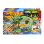Mattel - Piste Hot Wheels Monster Trucks Sharks vs Dinos Dragon Destruction avec 2 Voitures - Jouet Circuit - 53,34x60x35,56 cm