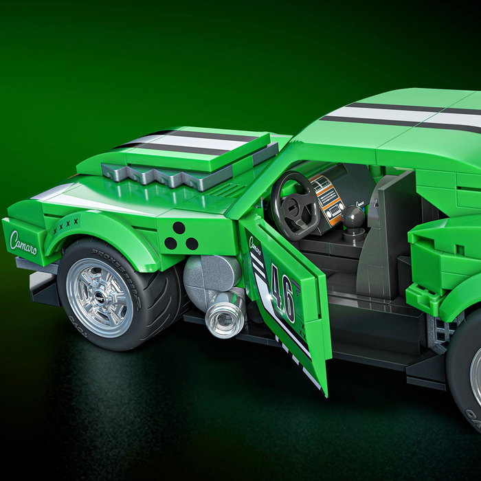 Mattel - Voiture à Construire Custom 68 Camaro Hot Wheels Jft16, Modèle de Collection 1:32 et 1:64 avec Portes Ouvrantes et Échappements Métalliques