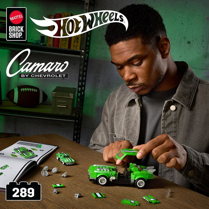 Mattel - Voiture à Construire Custom 68 Camaro Hot Wheels Jft16, Modèle de Collection 1:32 et 1:64 avec Portes Ouvrantes et Échappements Métalliques