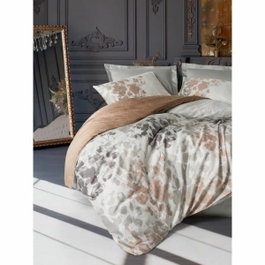 BigBuy Home Parure de couette en satin de coton Gris, 220 x 240 cm