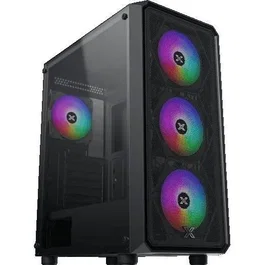 Xigmatek DUO X - Boîtier PC moyen tour format E-ATX - Sans alimentation - Noir - 4 ventilateurs ARGB 120 mm inclus - Panneau latéral en verre trempé - Ports USB 3.0