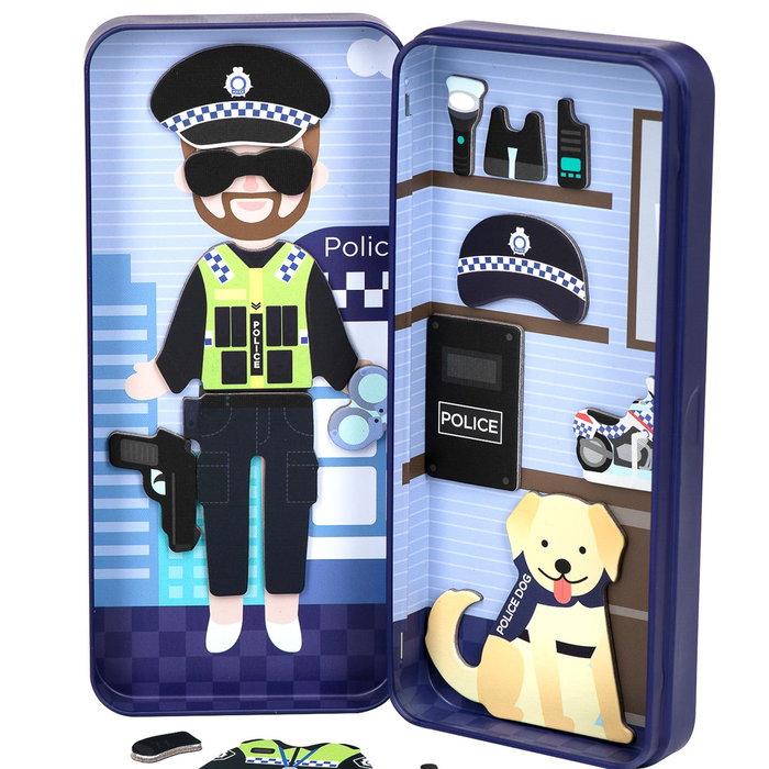 Mieredu Puzzle Magnétique Mon Héros Policier ME086 - Police, Pompiers, Enseignants - Ensemble de Figurines avec Scénarios - Multilingue - Pour Enfants 3 Ans et Plus