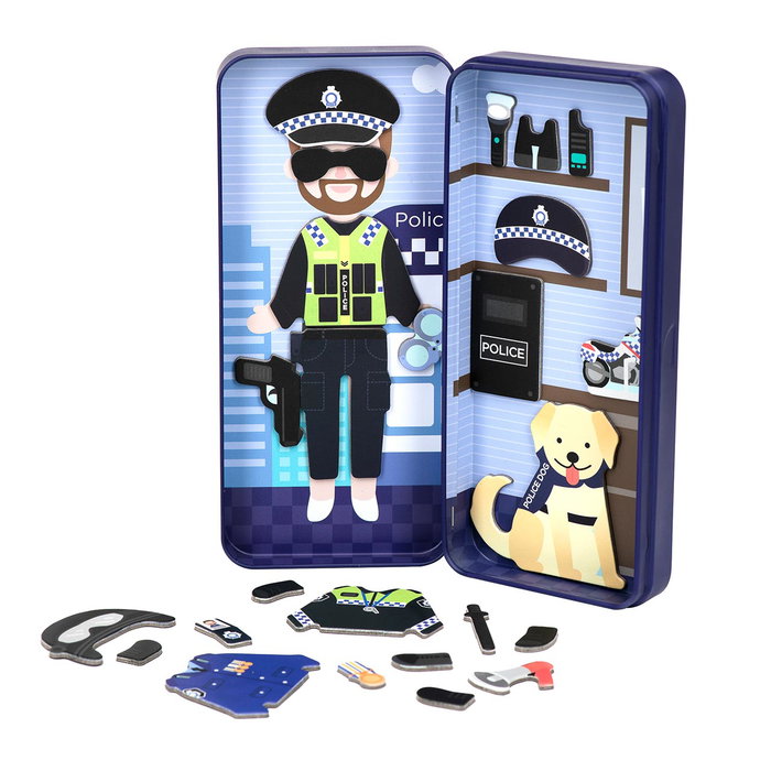 Mieredu Puzzle Magnétique Mon Héros Policier ME086 - Police, Pompiers, Enseignants - Ensemble de Figurines avec Scénarios - Multilingue - Pour Enfants 3 Ans et Plus