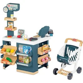 Smoby - Supermarché Jouet Marchande avec Caisse, Rayons et 42 Accessoires (Fruits, Légumes, Balance Mécanique) - Pour Enfants Dès 3 Ans