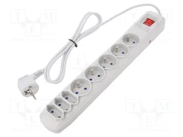 ARMAC Bloc PC parafoudre avec 8 prises, gris