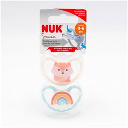 NUK Sucette en silicone Space Renard rose 0-6 mois (Lot de 2)