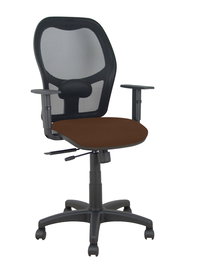 Chaise Alocén Synchrone/Traslack tissu Marron foncé Maille Noir Structure polyamide noire Accoudoir 1D Sans appui-tête Roulettes en nylon 50 mm