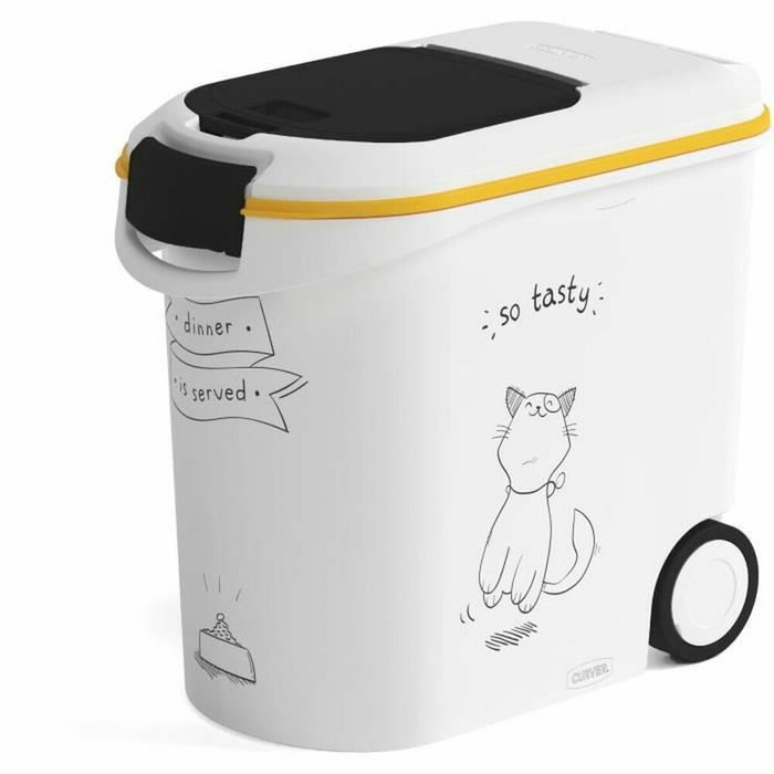 Curver Conteneur à croquettes pour chat 35 L - 12 kg - Blanc et noir Curver Conteneur à croquettes pour chat 35 L - 12 kg - Blanc et noir