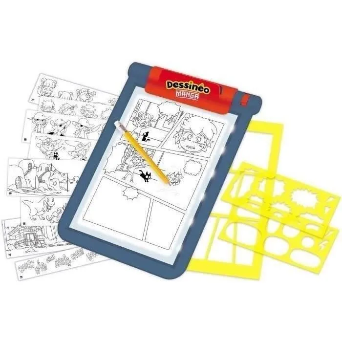 Nathan Dessinéo Manga - Tablette lumineuse créative pour dessiner des mangas - Kit complet avec scénario, cases, personnages et bulles