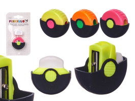 PINCELLO Set de taille-crayons ronds avec gomme, assortiment de 4 couleurs