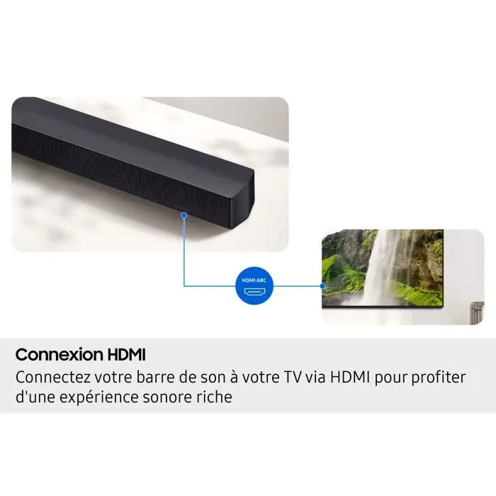 Samsung Barre de son HW-B460F Series 2.1ch 300W avec caisson de basse sans fil 6.5, son adaptatif Adaptative Sound Lite, mode Jeu, Bass Boost et DTS Virtual:X
