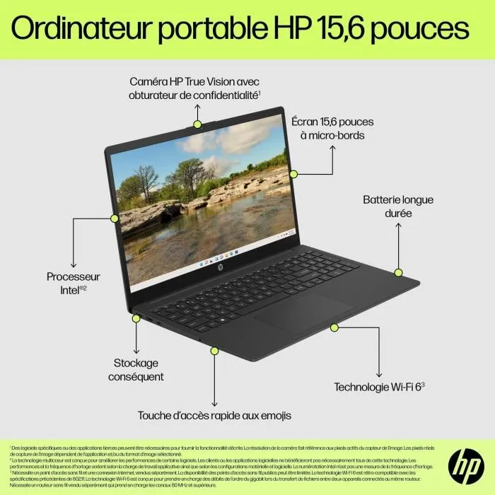 HP PC Portable 15-fd0160nf 15.6" FHD Intel N100 8 Go RAM 512 Go SSD Windows 11 Clavier AZERTY HP PC Portable 15-fd0160nf 15.6" FHD Intel N100 8 Go RAM 512 Go SSD Windows 11 Clavier AZERTY