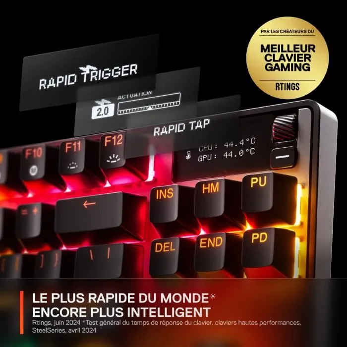 Steelseries Apex Pro TKL Gen 3 - Clavier mécanique gamer sans fil - Switch OmniPoint 3.0 avec Rapid Trigger - Noir