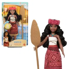 Disney Princess - Mattel Poupée Vaiana 2 Chantante Articulée, 3 Accessoires et Couronne de Fleurs, JBT62