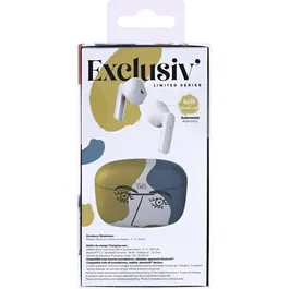 TNB Ecouteurs sans fil Bluetooth Exclusiv' ART 3 - Blanc, Contrôle tactile, Autonomie 12h, Boîtier de charge design cubisme, Confortables semi-intra-auriculaires