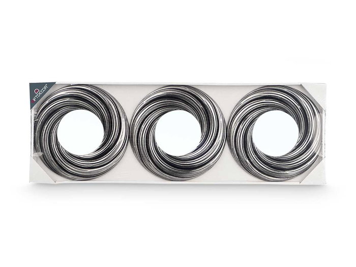 Giftdecor Set de 3 Miroirs Ronds Ondulations Noir et Argent 77 x 3 x 26 cm Plastique PP et Verre (Set de 8) Giftdecor Set de 3 Miroirs Ronds Ondulations Noir et Argent 77 x 3 x 26 cm Plastique PP et Verre (Set de 8)