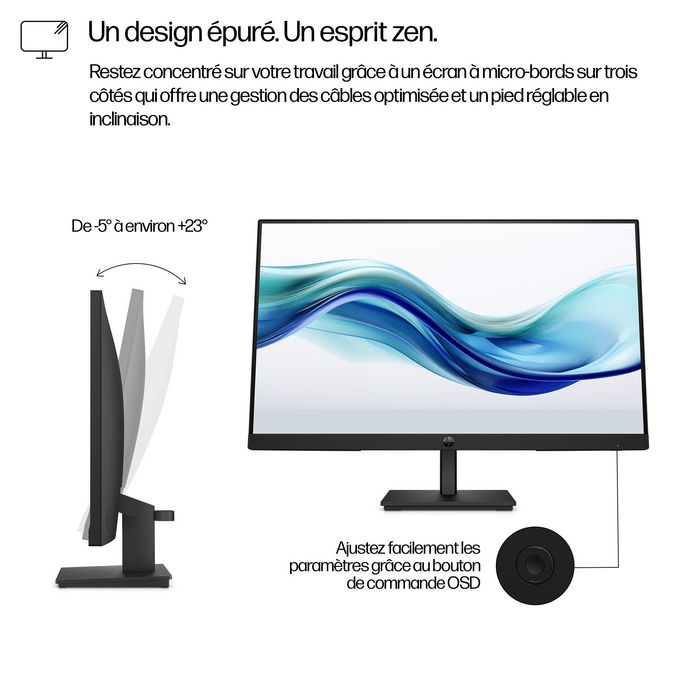 HP Moniteur FHD HP Series 3 Pro - 324pf, 23.8 Pouces (100 Hz, Anti-scintillement, HP Eye Ease, Pied Réglable)