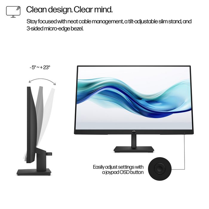 HP Moniteur FHD HP Series 3 Pro - 324pf, 23.8 Pouces (100 Hz, Anti-scintillement, HP Eye Ease, Pied Réglable)