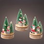 Lumineo Figurine décorative de Noël en bois avec LED, modèles variés, Ø8 x 12 cm, lumière chaude, minuterie