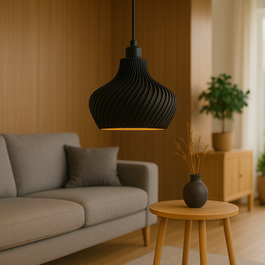 Suspension Daila Rosace Noire Câble Noir Plafonnier avec Ampoule E27 LED