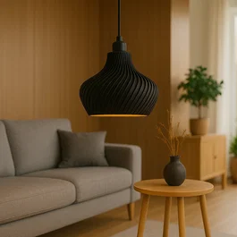 Lampe suspendue Daila Noir/Fleuron Noir/Câble Noir E27 LED