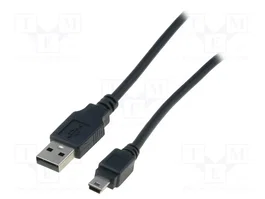 DIGITUS Câble USB 2.0 USB A vers USB B mini, 1m, noir