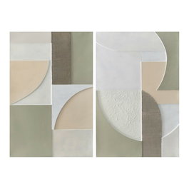 Toile Home ESPRIT Blanc Vert Abstrait Urbaine 80 x 3,5 x 120 cm (2 Unités)