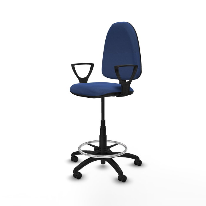 Tabouret Aýna taburete Contact permament de base Tissu Bleu foncé Structure polyamide noire Accoudoirs fixes Sans appui-tête Roulettes pour moquette Tabouret Aýna taburete Contact permament de base Tissu Bleu foncé Structure polyamide noire Accoudoirs fixes Sans appui-tête Roulettes pour moquette