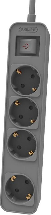PHILIPS Base multiple 4 prises avec interrupteur 1,5m - gris CHP2144G/12