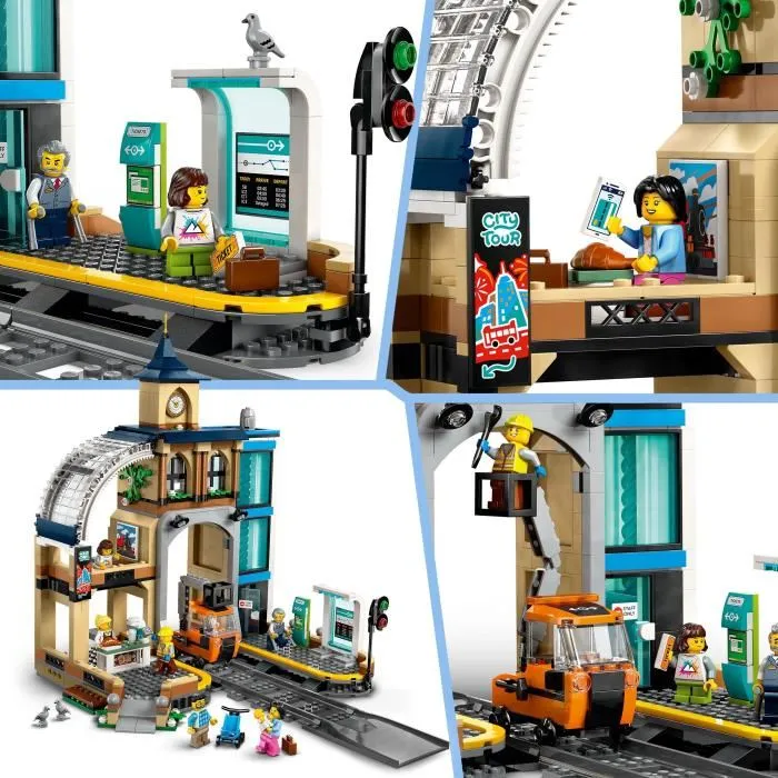 Lego Set 60469 La Gare Centrale City - Jeu de Construction avec Train et 6 Minifigurines pour Enfants dès 7 Ans