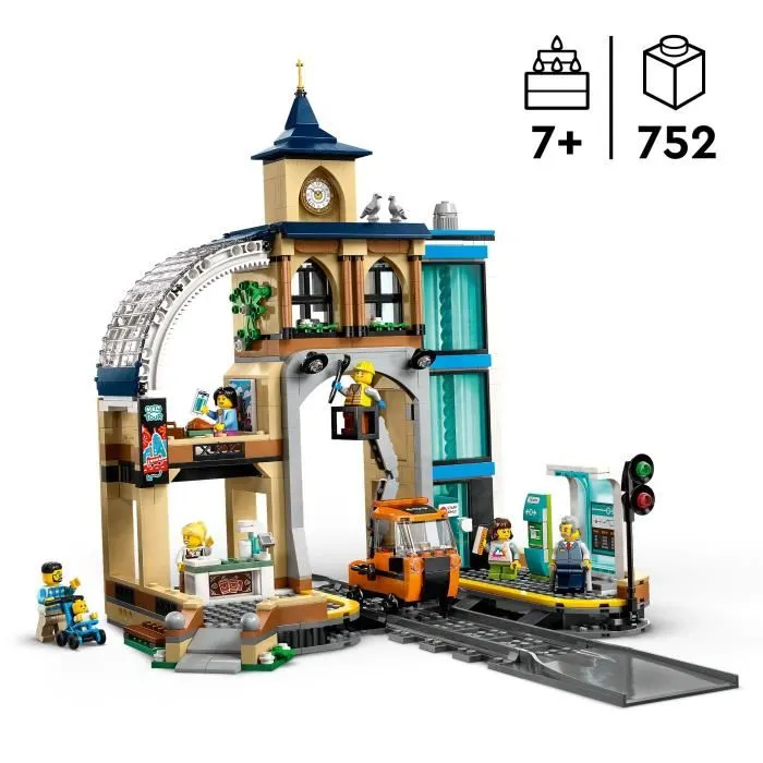 Lego Set 60469 La Gare Centrale City - Jeu de Construction avec Train et 6 Minifigurines pour Enfants dès 7 Ans