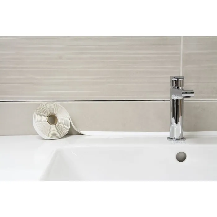 Geb - Joint prêt à poser blanc brillant 15 mm x 3.35 m - Pour baignoire, lavabo, évier - Adhésif universel résistant à l'eau