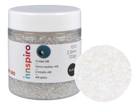 Innspiro Rocaille de verre ronde aurora boréale transparente 2,3 mm, 120g, Bote