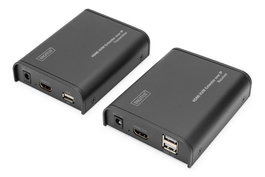 Digitus Prolongateur HDMI KVM, 120 m, Full HD 1080p sur câble réseau (Cat 5/5e/6), transmission USB clavier/souris