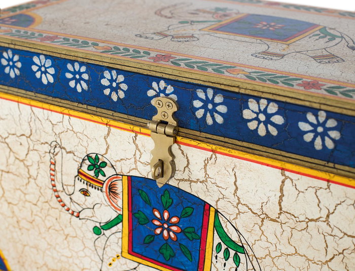 GINER Y COLOMER Coffre en Bois de Mango Multicolore Peint à la Main - Grande Capacité de Rangement - Dimensions: 60 x 33 x 36 cm