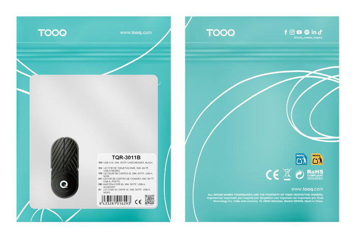 Tooq TQR-3011B Lecteur DNIe USB-C 2.0 Noir - Compatible DNI électronique et cartes intelligentes Plug & Play Tooq TQR-3011B Lecteur DNIe USB-C 2.0 Noir - Compatible DNI électronique et cartes intelligentes Plug & Play
