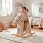 Tachan Cheval à bascule en pana beige avec son T01073, jouet équilibre 3 ans